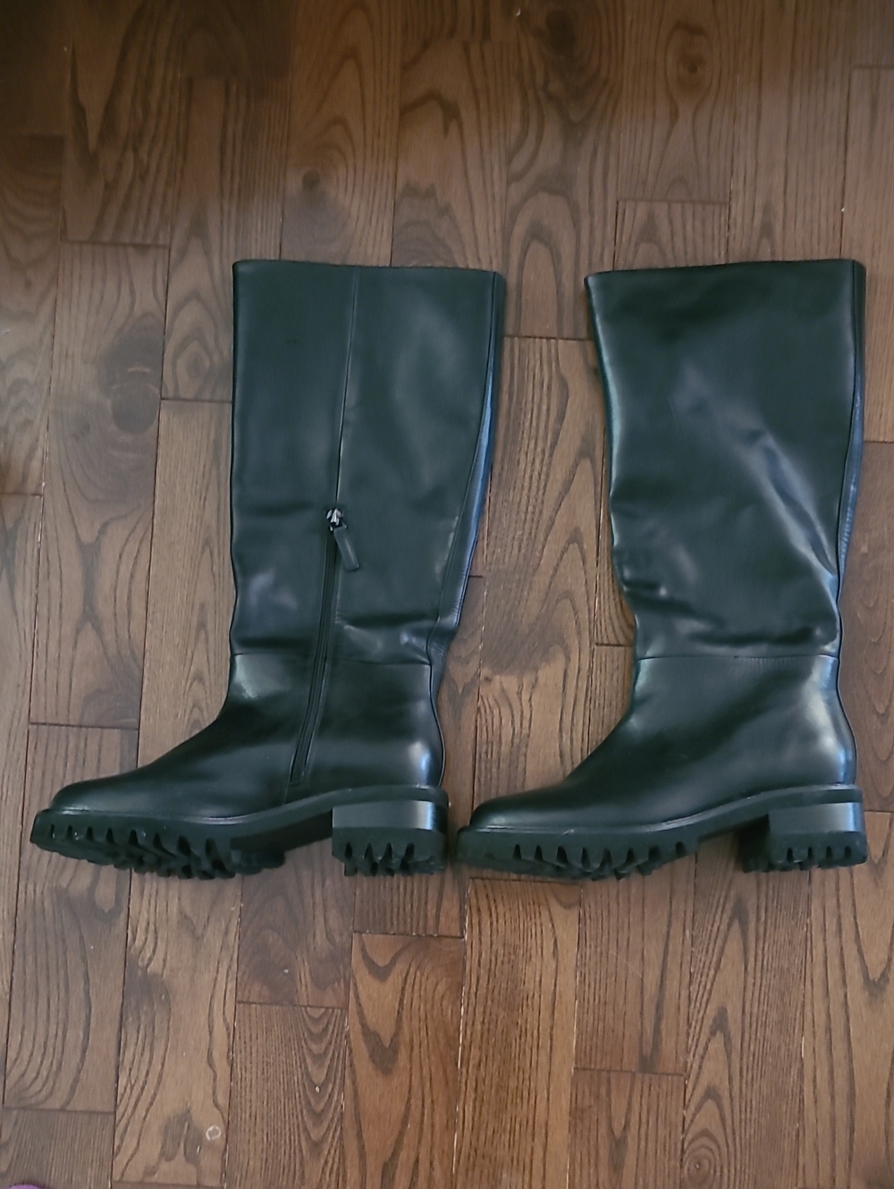 New Aerosoles Roman Leather upper Black Tall Lug-Sole Boots Women's size 9